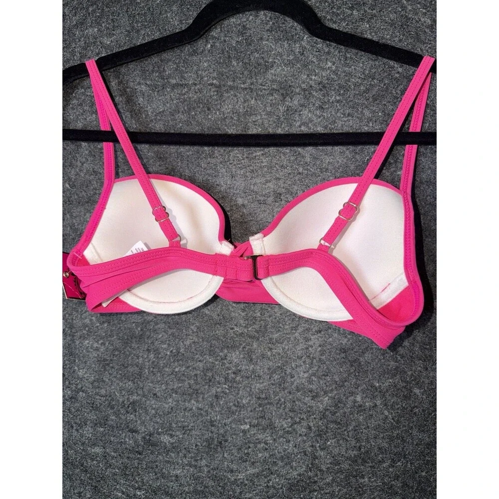 Candie’s Swim Neon Pink Twist Front Bikini Top Size S Small Padded Underwire NWT